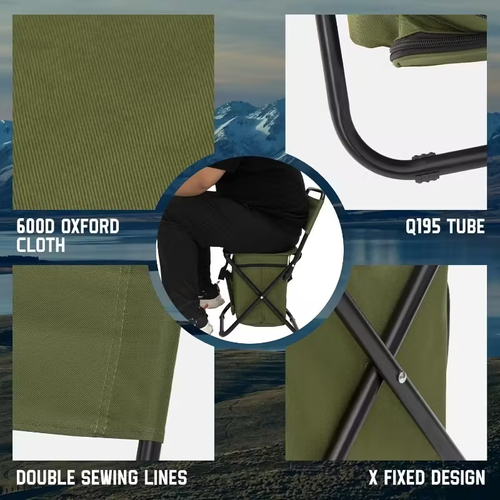 Compact folding chair seat, outdoor backrest stool paired with folding backpack