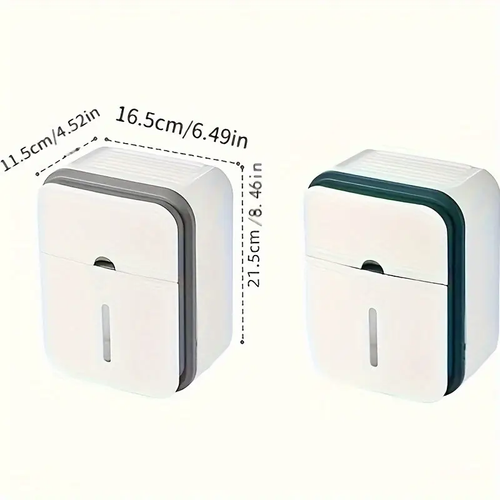 Wall Mounted Toilet Paper Holder Double-Layer, No Drill, Waterproof Plastic Roll Dispenser with Storage Shelf, Modern Rectangular Design, Minimalist Decor, NoDrill Installation