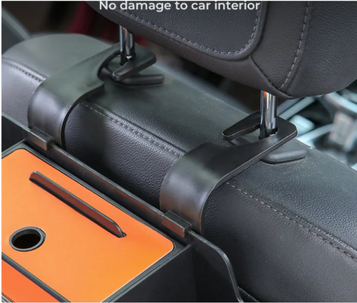 Multi-Functional Car Seat Back Storage Box with Hooks