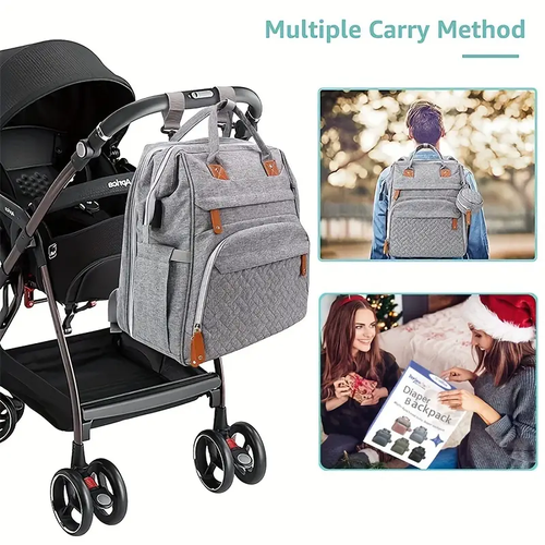 Diaper Bag Backpack, Diaper Bags, Shower Gifts, Multifunctional Diaper Backpack Large Capacity, (Heather Grey), Items, Necessitied