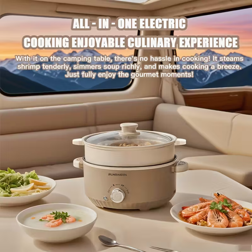Multi-Functional Double-Layer Electric Hot Pot with Steamer Basket - 110-130V, 3-in-1 Cooking & Boiling, 2-in-1 Steaming & Boiling, Kitchen Pot, Electric Pot, Electric Cooking Pot, Hot Pot Electric Cooker