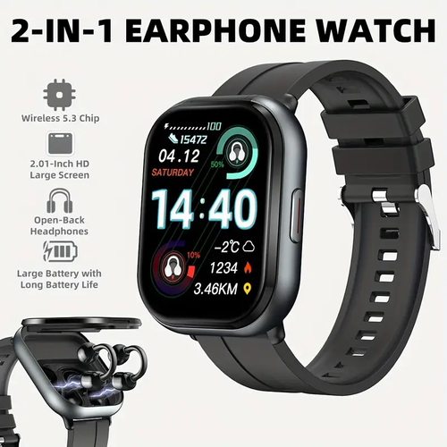 The new 2-in-1 multi-functional smart device is equipped with a silicone strap, supports both calling and sports functions, comes with a 2.01-inch high-definition screen, and is also accompanied by TWS wireless headphones.