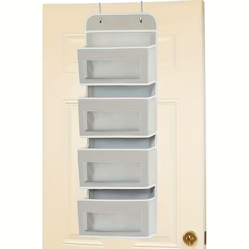 Hanging Storage | Organizer 4 Shelves, 4 Large Capacity Pockets Hanging Storage Organizer | Fabric Behind Door, Over The Door Organizer Bin, Wardrobe Storage | for Bedroom, Bathroom, Food Pantry, Home Storage
