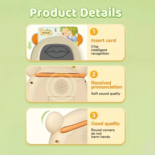 Multifunctional English Learning Machine | Children's Card Machine | Interactive Audio Learning Cards with Animal Patterns and Letters | Educational Parent-Child Activity Toy