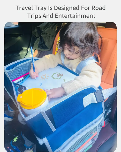 Portable Erasable Surface Car Travel Drawing Board with Whiteboard Tray for Youngsters, Toy Storage & Safety Seat Organizer