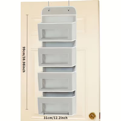 Hanging Storage | Organizer 4 Shelves, 4 Large Capacity Pockets Hanging Storage Organizer | Fabric Behind Door, Over The Door Organizer Bin, Wardrobe Storage | for Bedroom, Bathroom, Food Pantry, Home Storage