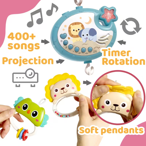 Baby mobile toys with music and lights, rocking baby toy with children's music