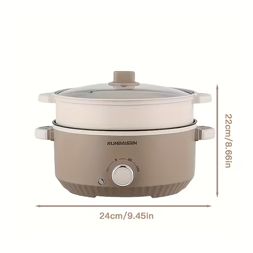 Multi-Functional Double-Layer Electric Hot Pot with Steamer Basket - 110-130V, 3-in-1 Cooking & Boiling, 2-in-1 Steaming & Boiling, Kitchen Pot, Electric Pot, Electric Cooking Pot, Hot Pot Electric Cooker