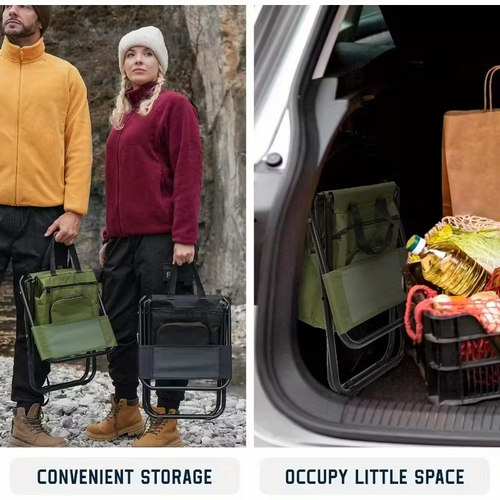 Compact folding chair seat, outdoor backrest stool paired with folding backpack