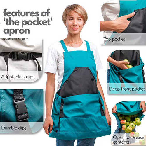 ✨Cross Back Gardening Apron With Deep Kangaroo Release Pockets
