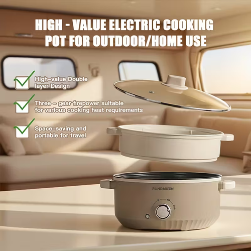 Multi-Functional Double-Layer Electric Hot Pot with Steamer Basket - 110-130V, 3-in-1 Cooking & Boiling, 2-in-1 Steaming & Boiling, Kitchen Pot, Electric Pot, Electric Cooking Pot, Hot Pot Electric Cooker