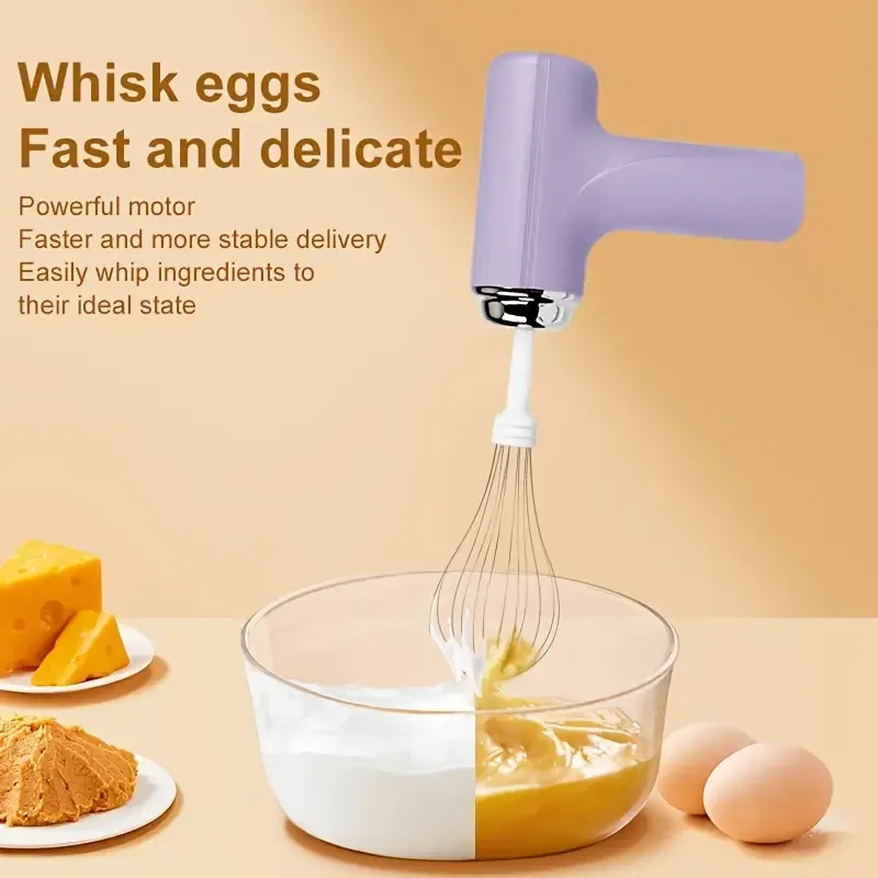 Portable electric cake mixer & egg beater - USB charging portable lightweight baking machine, featuring efficient motor design, suitable for home bakers, professionals and laboratories - perfect for making cakes, cookies, muffins, with a lightweight beater, durable kitchen tool, ergonomic handle