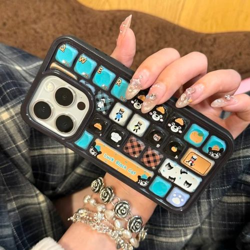 2025 Cute Cat 3D Keyboard Phone Case for iPhone 16, 13, 13 Pro, Max - Funny and Fashionable Protective Case for Mobile Phone