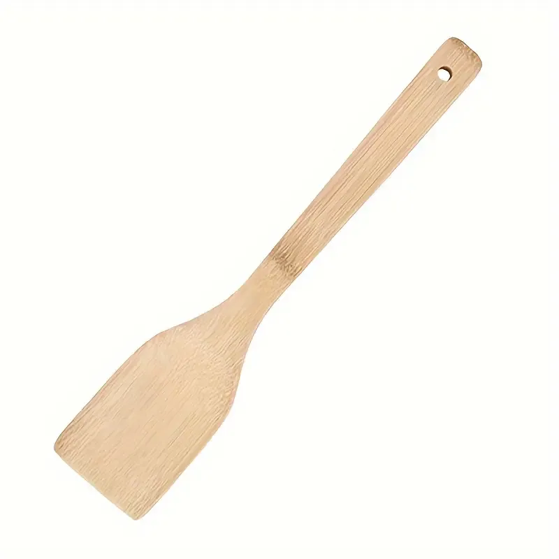 A set of 3-piece bamboo kitchenware set, non-stick spatula and solid spoon, long-handled wooden cooking tools, durable bamboo turner and slot spoon set, natural wood kitchenware, household kitchen supplies.