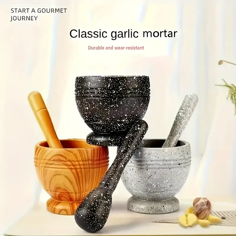 1 set, durable PP manual garlic press and spice grinder set, with a chopping block - very suitable for crushing herbs and spices, ideal for both home cooking and restaurant use, garlic press