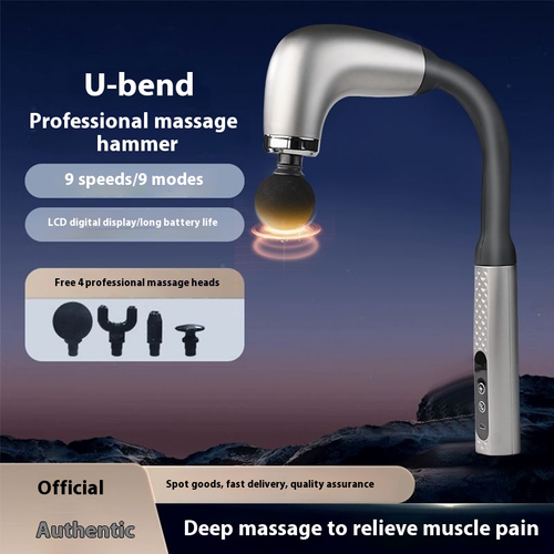 Multi-functional curved massage gun