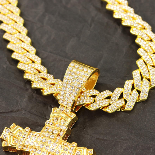Diamond-set cross pendant