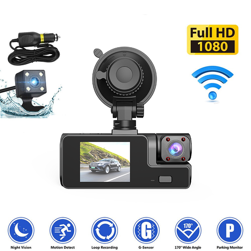 Night vision HD triple recording dashcam