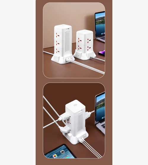 Multi-functional British standard multi-hole tower power strip, double-layered, no lights