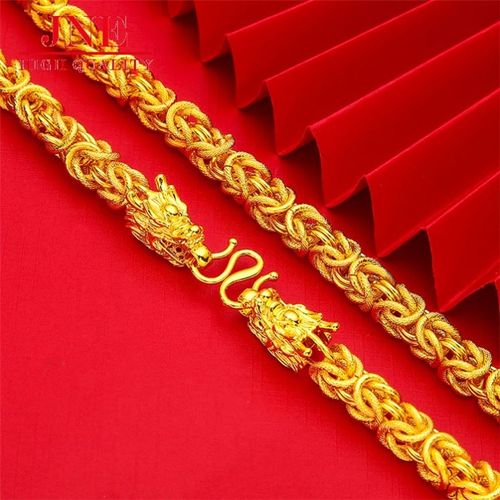 Imitation gold men's fabric dragon head necklace