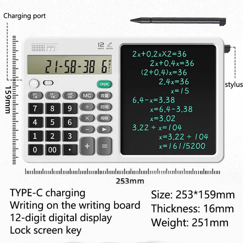 Solar-powered handwriting calculator