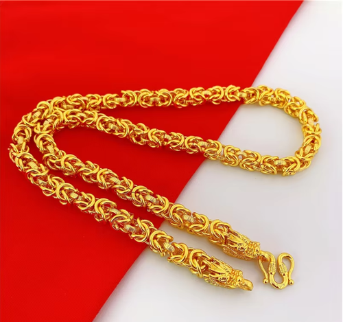 Imitation gold men's fabric dragon head necklace