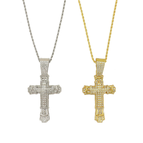 Diamond-set cross pendant