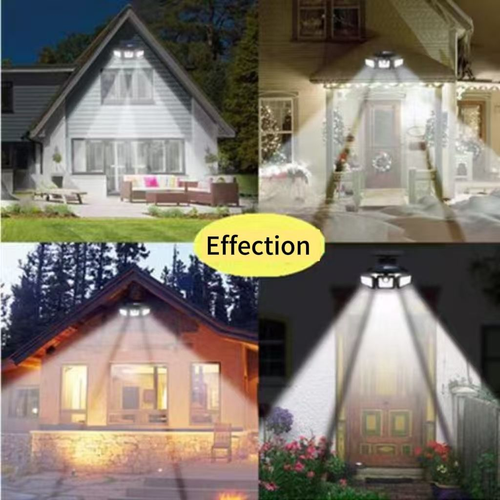 Three-head rotating solar-powered motion-sensing wall lamp