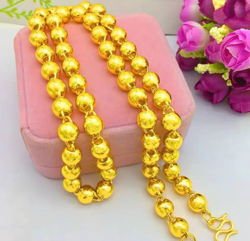 Imitation gold solid bead necklace with pendant
