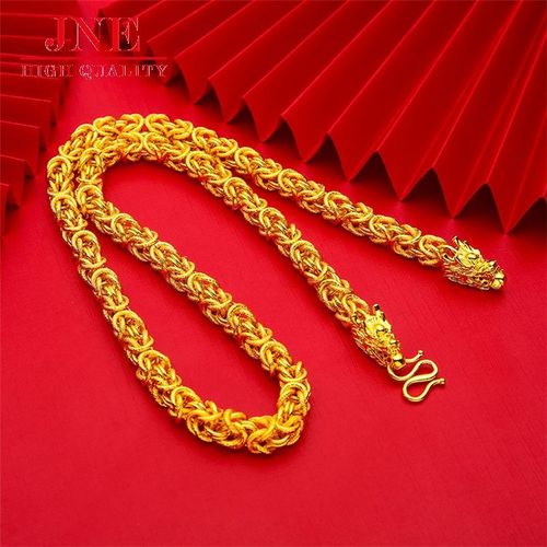 Imitation gold men's fabric dragon head necklace