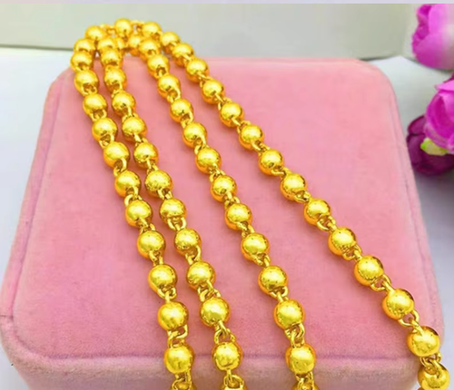 Imitation gold solid bead necklace with pendant