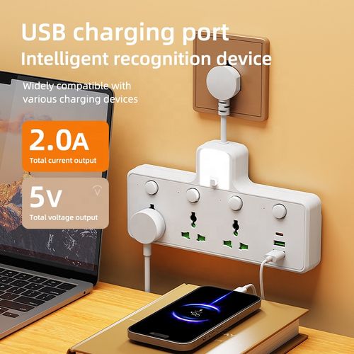 One-to-many short-cord British standard power outlet with individual switch