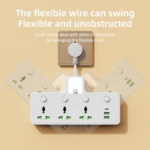 One-to-many short-cord British standard power outlet with individual switch