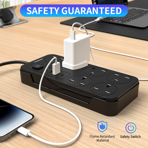 Multi-functional high-power UK standard power socket with USB interface