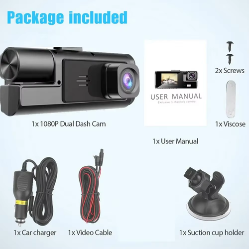 Night vision HD triple recording dashcam