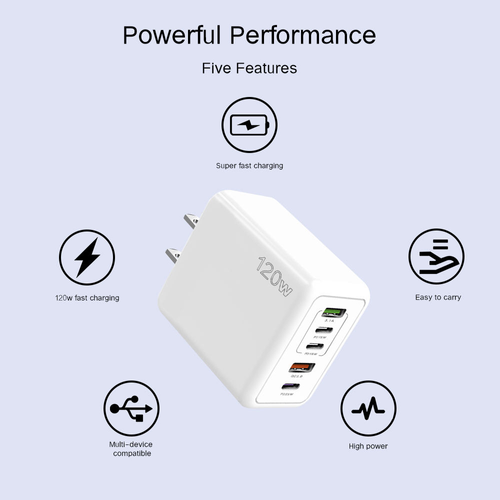 120W multi-port fast charging adapter + 2-meter 3-in-1 fast charging data cable
