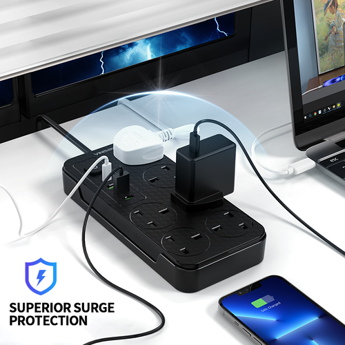 Multi-functional high-power UK standard power socket with USB interface