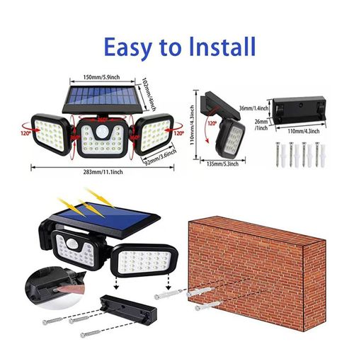 Three-head foldable outdoor solar light