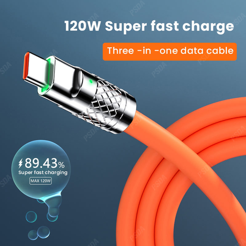 120W multi-port fast charging adapter + 2-meter 3-in-1 fast charging data cable