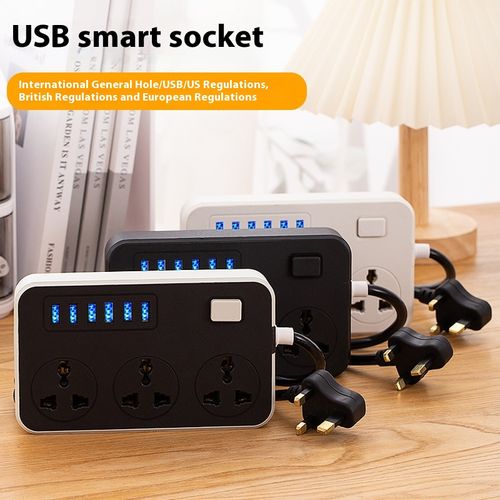 Multi-functional UK Standard Power Outlet Panel - 6 USB Ports