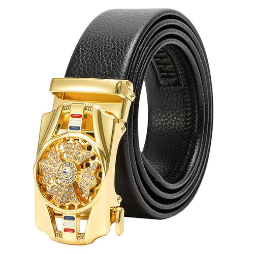 Men's automatic buckle gold spiral buckle belt