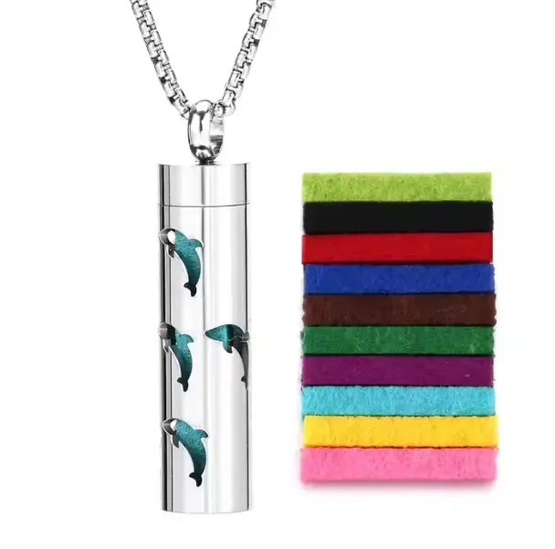 Essential Oil Diffuser Cylinder Pendant Necklace