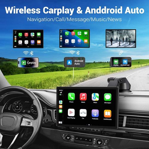7'' Portable Smart Car Stereo With Wireless Android Auto Apple Carplay GPS Navigation Backup Camera Car Screen for All Cars