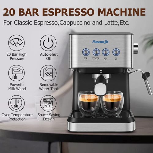 Household Coffee Maker Machine 1.5L Espresso Machine 20 Bar Cappuccino Latte Coffee Maker Milk Frother