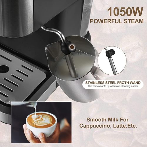 Household Coffee Maker Machine 1.5L Espresso Machine 20 Bar Cappuccino Latte Coffee Maker Milk Frother