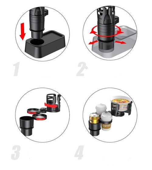 4 - in - 1 Multifunctional Car Drink Holder Expander Adapter - Universally Adjustable for Most Cars