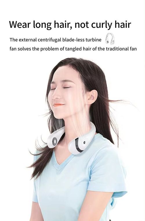 Portable Neck Fan Cooling Airflow 3000mAh Bladeless USB Neck Fans Neck Air Conditioner with Elastic Silicone for Outdoor Travel