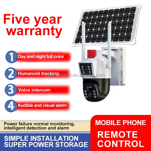 High-Quality Smart Solar Energy Saving Outdoor PTZ WIFI Camera with 4G SIM Card for Security, CCTV, and Network Surveillance
