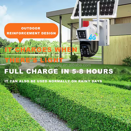 High-Quality Smart Solar Energy Saving Outdoor PTZ WIFI Camera with 4G SIM Card for Security, CCTV, and Network Surveillance