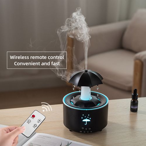 Humidificateur diffuseur d'arôme en forme de goutte d'eau et parapluie tournant multicolore